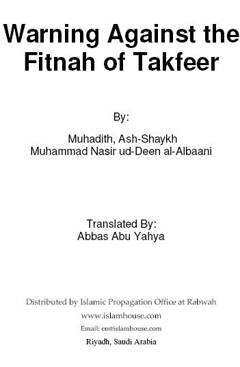 warning against the fitnah of takfeer